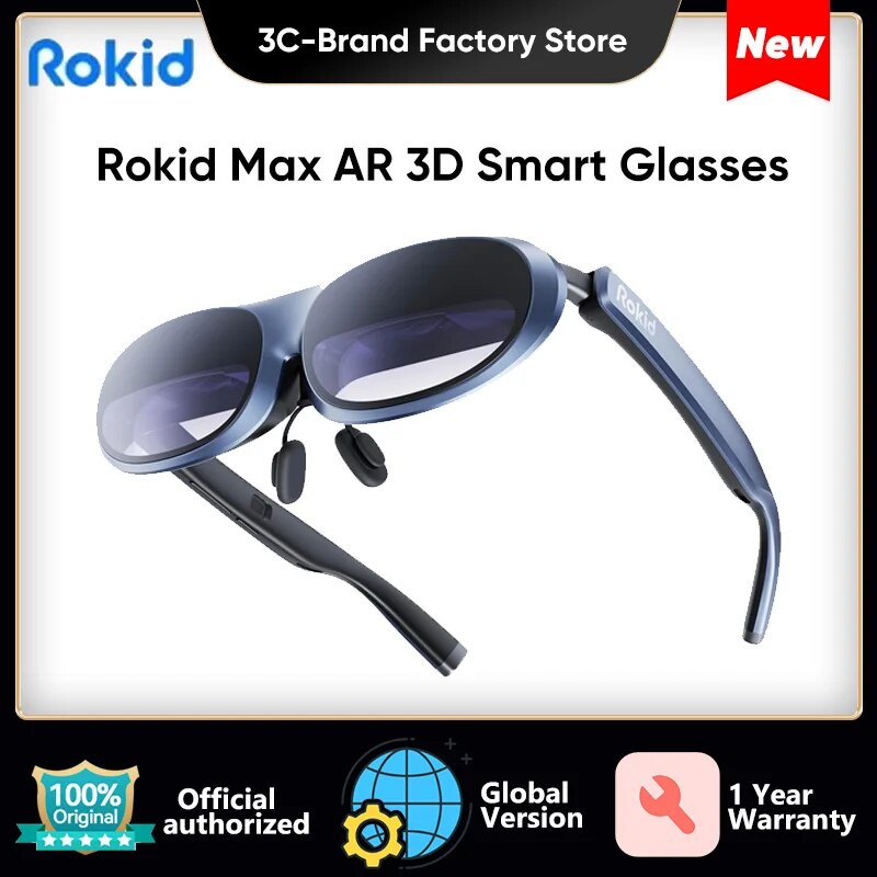 Rokid Max AR 3D Ʈ Ȱ, ũ OLED, ޴, ġ, PS5, Xbox, PC, º, 215 ġ ִ ȭ, 50  FoV , , ǰ